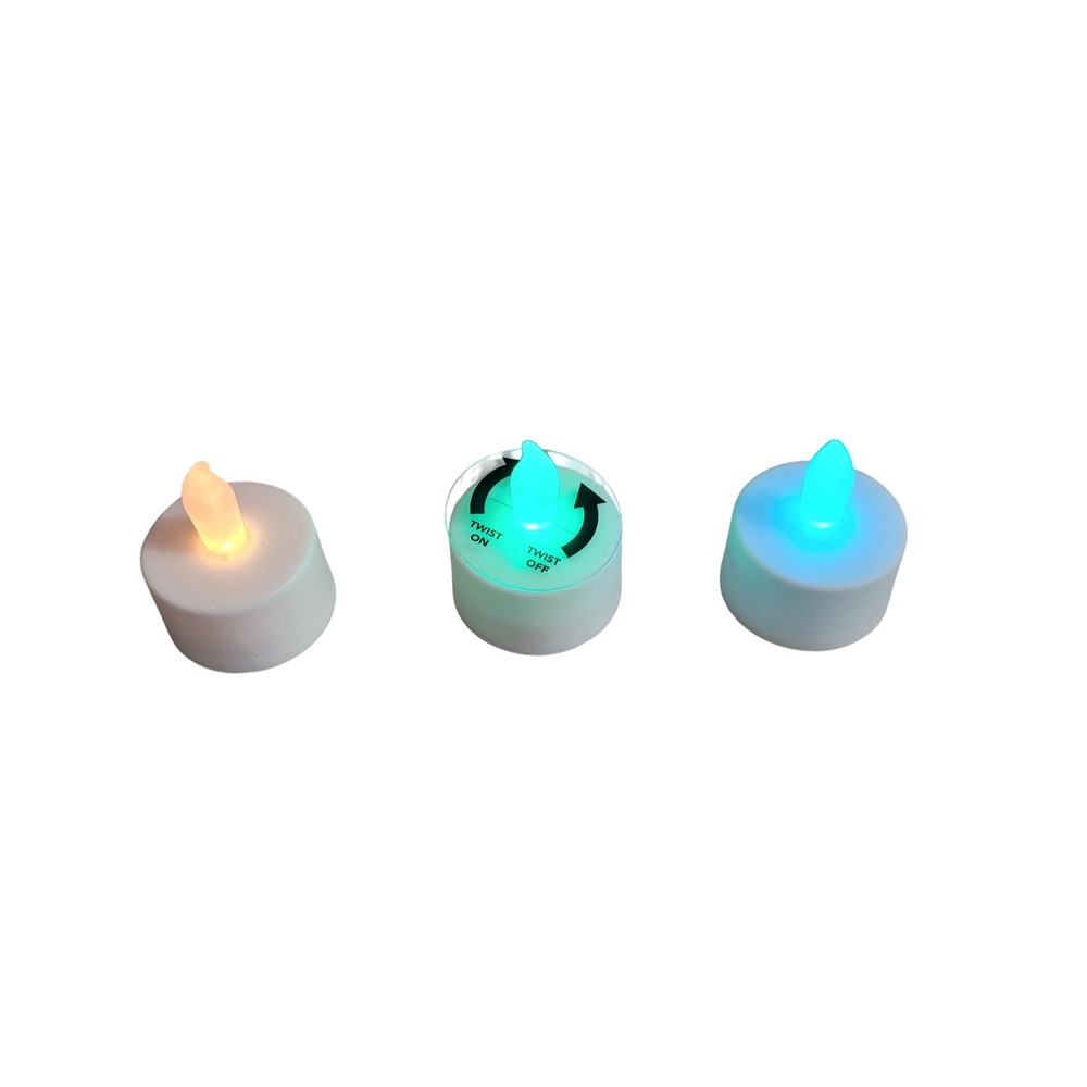 Fusion Twist Flame LED Tealights Color Changing Flameless Candles 3pk White EX